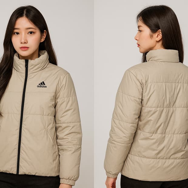 아디다스 베이지 경량 패딩 S 69/52 실측m
