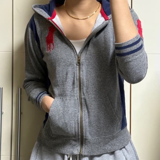 폴로 랄프로렌 빅포니 그레이 후드집업