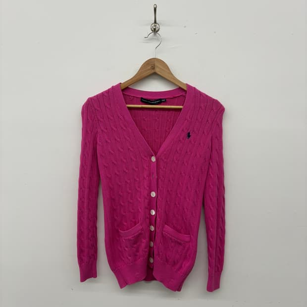 폴로 랄프로렌 핑크 꽈배기 가디건 여/XS