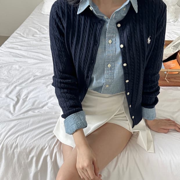 폴로 가디건 네이비