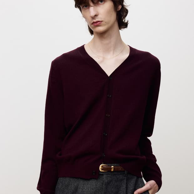 [L] 토니웩 Tonywack 수퍼 파인 메리노 울 니트 가디건 버건디