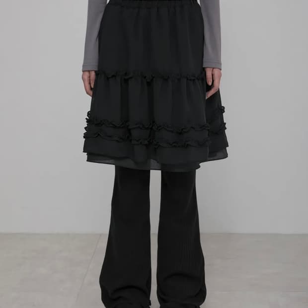 플레어업 3-Layered Ruffle Skirt Pants 블랙