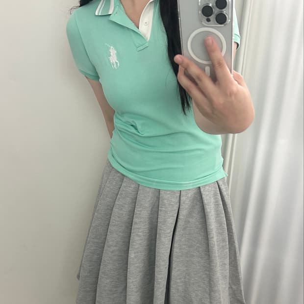 폴로 랄프로렌 골프 민트 배색 빅포니 카라 티셔츠