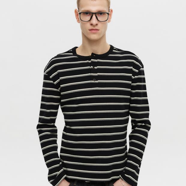 DNSR 디앤에스알 헨리넥 스트라이프 롱슬리브