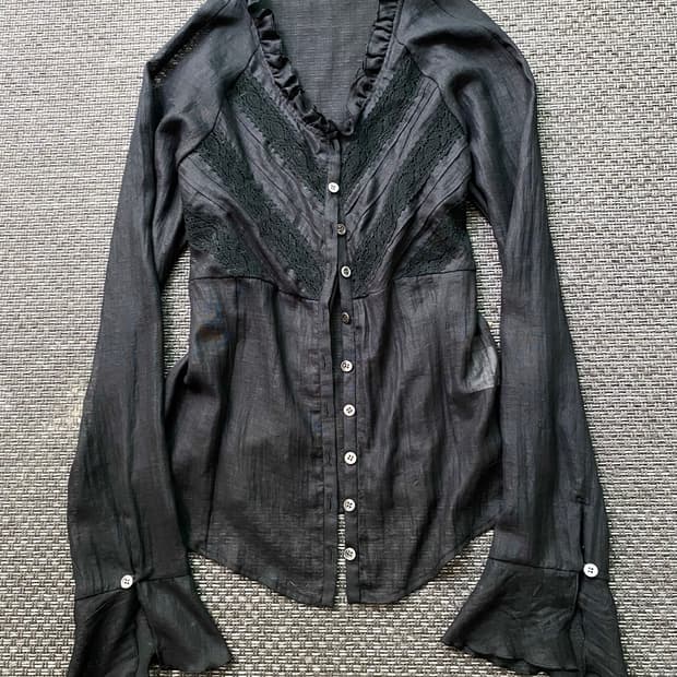 [DESVISIO]2000s Gothic Frill Detail Blac
