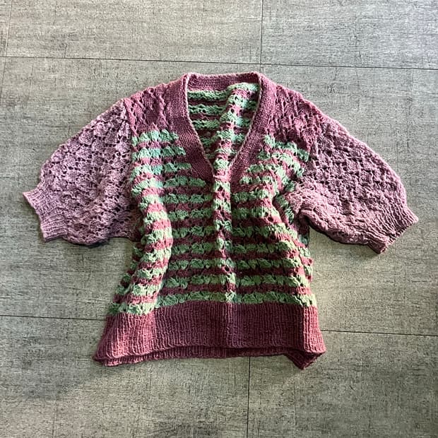 일본빈티지 하구미모리걸 할메카지 스트라이프 니트스웨터