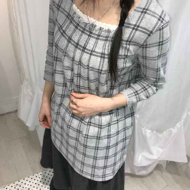 ⊹ Theoria 그레이 체크 원피스