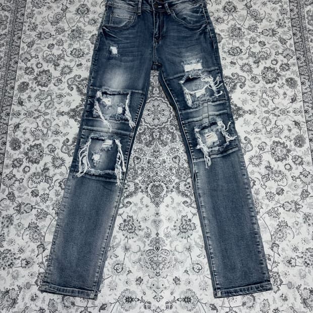 V-MEN distressed skinny biker jeans
