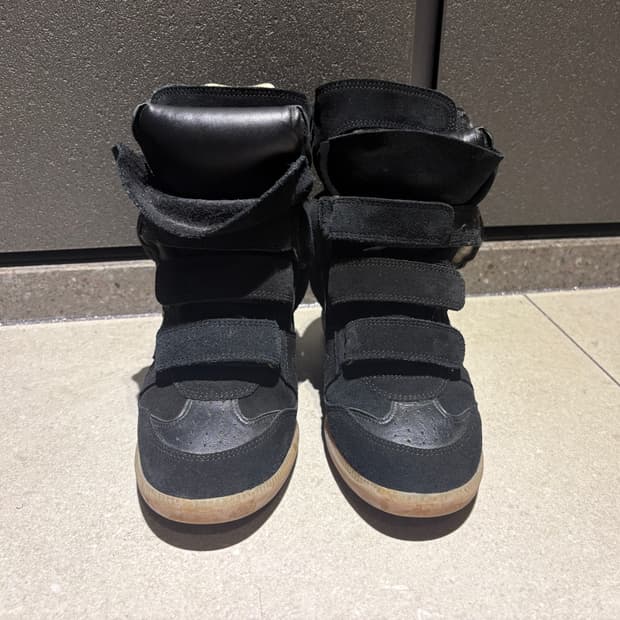 이자벨마랑 Bekett 베켓 스웨이드 벨크로 하이탑 스니커즈 블랙