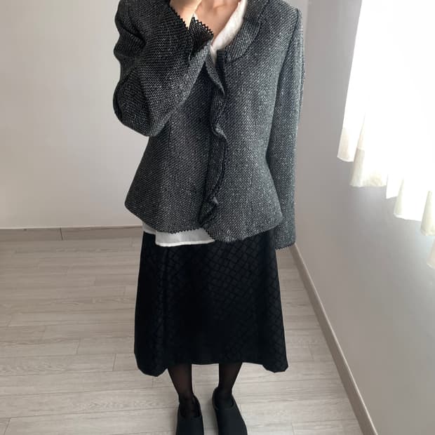 ruffle tweed jacket