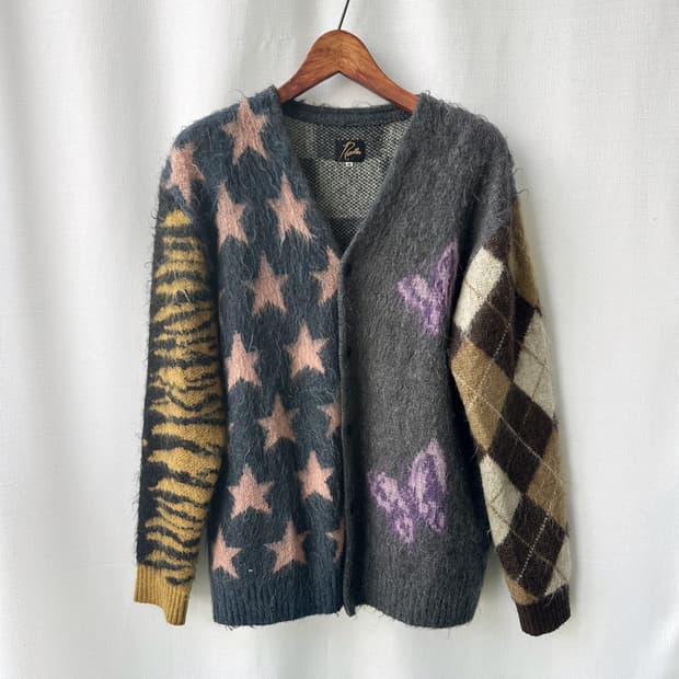 니들스 x 빔즈 20AW 별주 모헤어 가디건 그레이 멀티 M