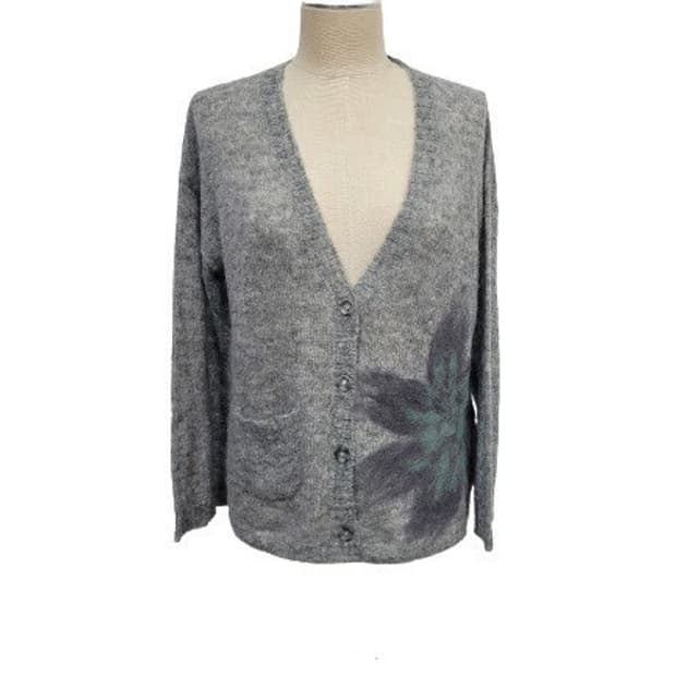 이태리 CARACTERE 플라워 그레이믹스 M 울가디건 새상품
