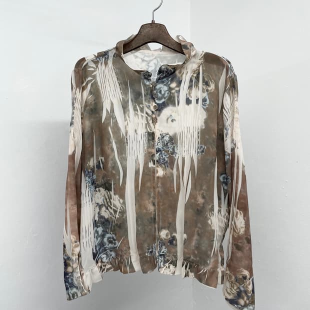 페어리 엔틱 플로럴 링클 블라우스