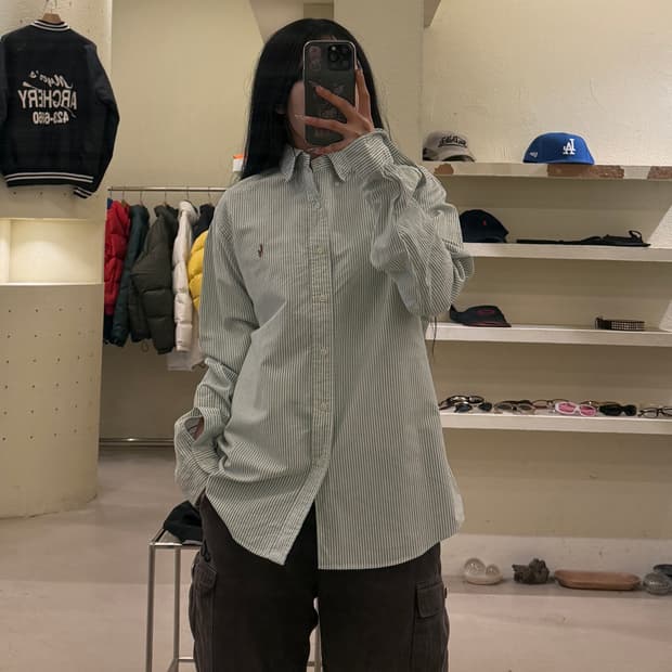 폴로 랄프로렌 스트라이프 셔츠 그린 U837