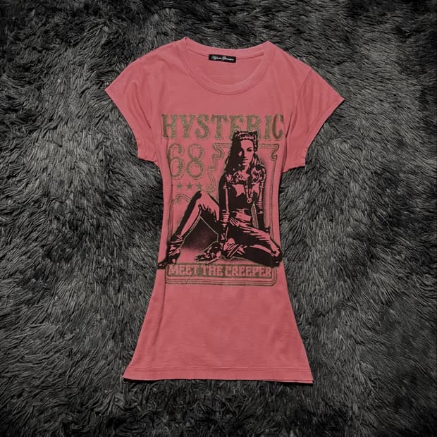 HYSTERIC GLAMOUR 걸프린팅 레터링 핑크 반팔 티셔츠