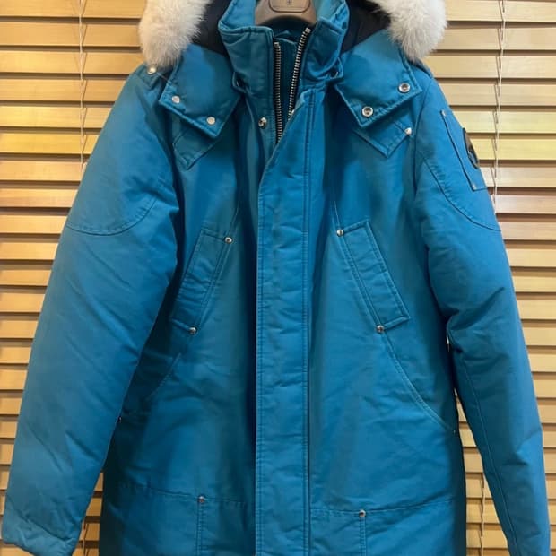 무스너클 캐나다 남성 청록 후드 덕다운패딩 