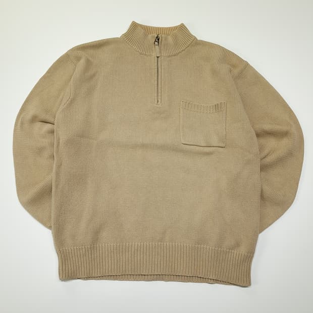 CL107 M 엘엘빈 코튼 리브드 하프 집업 니트