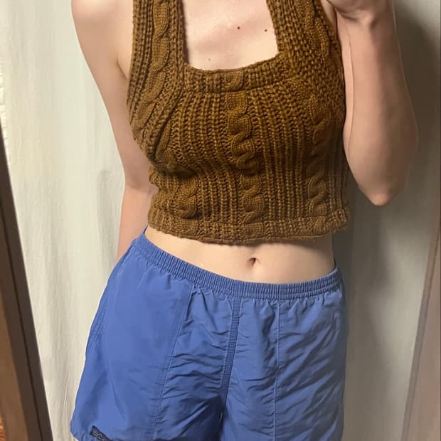 KIJUN brown knit halter neck top