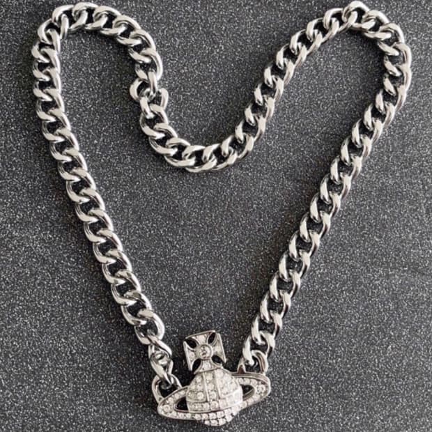 비비안웨스트우드 아카이브 크리스탈 큐빅 orb 초커체인 목걸이