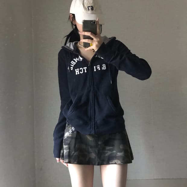 아베크롬비 네이비 슬림핏 후드집업