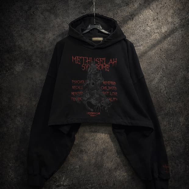 언더마이카 므드셀라 신드롬 데미지 워시드 후드 수단 레드 