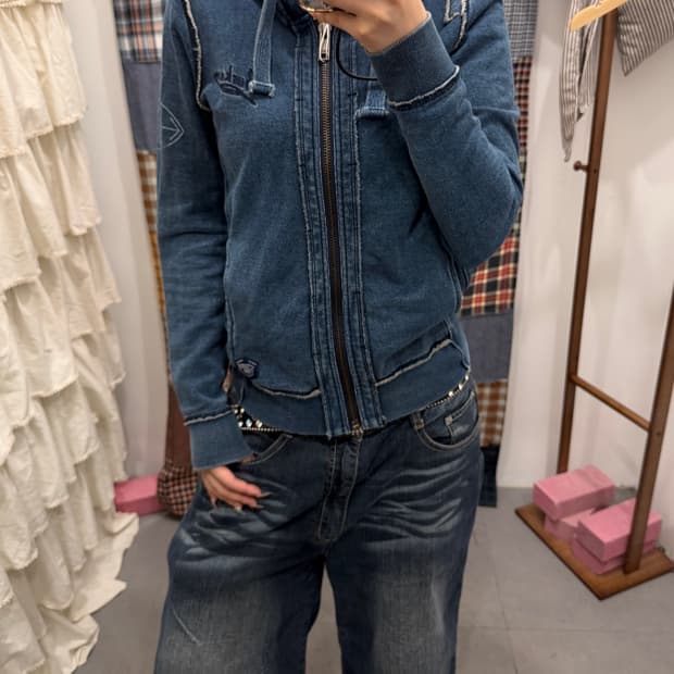 버카루 데님 후드집업