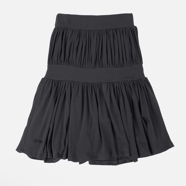 Fluid Shirring Skirt _ Dark Gray