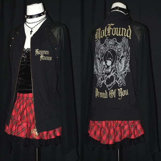 punk see-through arm stud zip-up 