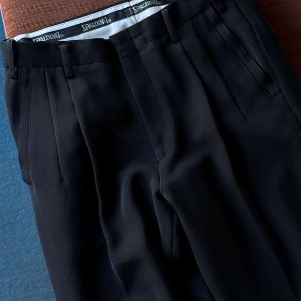 Light poly 2 tuck straight trousers