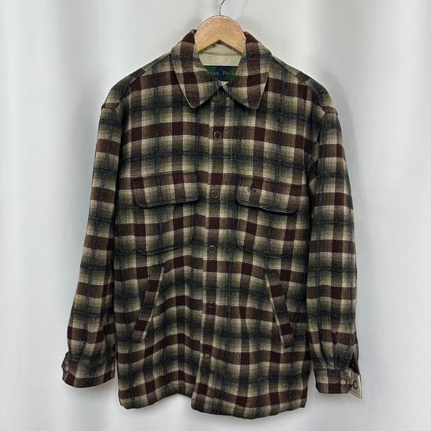   빈폴 남자 도톰한 체크 똑딱이 셔츠 자켓 90  EIW