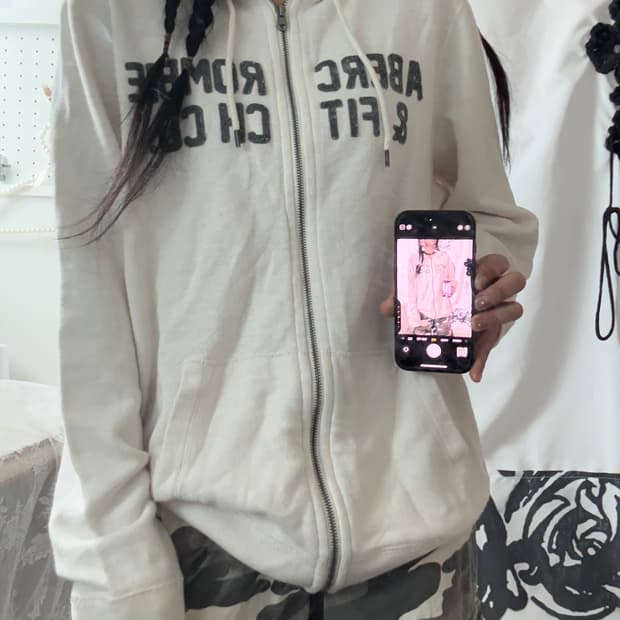 • Abercrombie White Hood Zip-Up