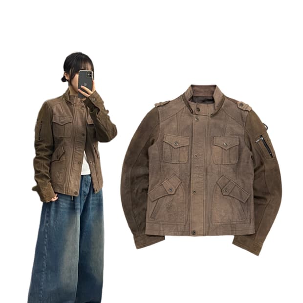 리얼레더 양가죽 멀티포켓 가죽자켓