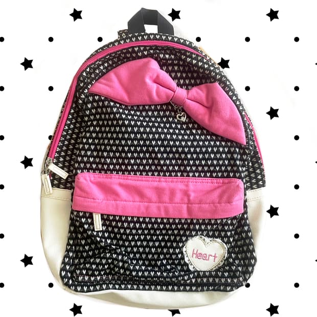 모리걸 빈티지 y2k 리본 하트 백팩 🎀💝🖤