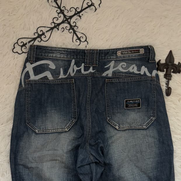 fubu back lettering cargo denim pants