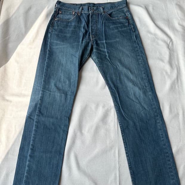 리바이스 501 스트레이트 데님팬츠 중청 33