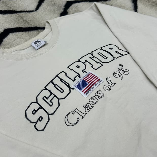 [M]스컬프터 클래스 성조기 오버핏 맨투맨/아이보리/기모