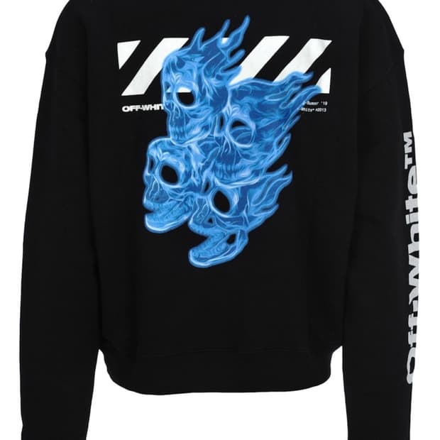 오프화이트 블루 해골 스컬 맨투맨