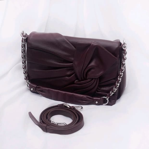 니나리찌 셔링 레더 리본 3웨이백 (토트.숄더.크로스)