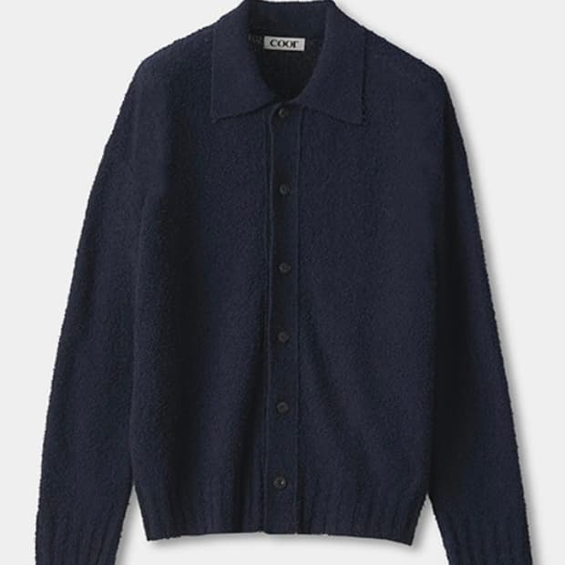 쿠어 오픈 테리 칼라 가디건 네이비 S