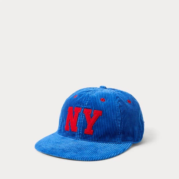 폴로랄프로렌 코듀로이 NY 로고 캡 모자 블루 (os)