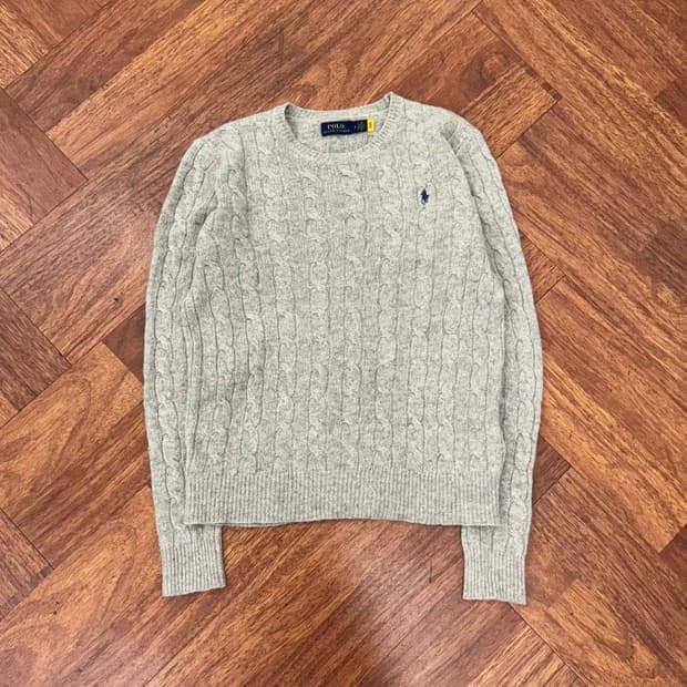 여성용 M 폴로 랄프로렌 캐시미어 케이블 라운드 니트 