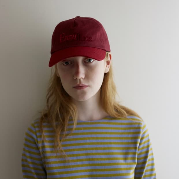 엔조블루스 워싱 컬러 볼캡 모자 레드 버건디