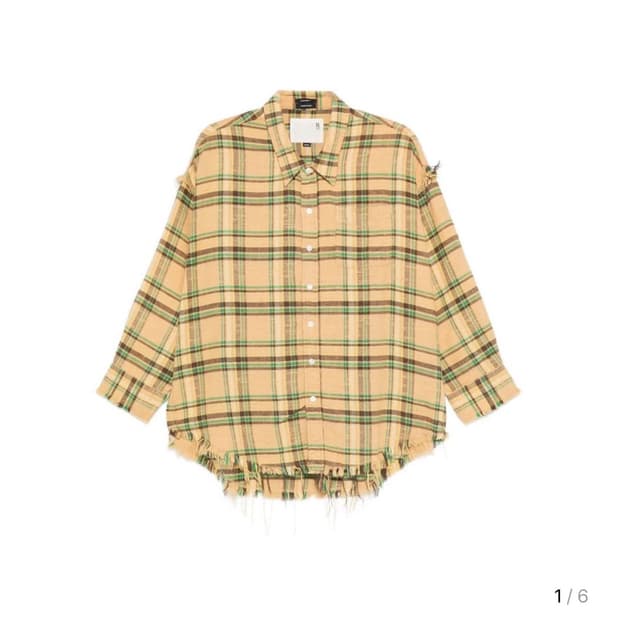 R13 알써틴 옐로우 멀티 컬러 셔츠 XL