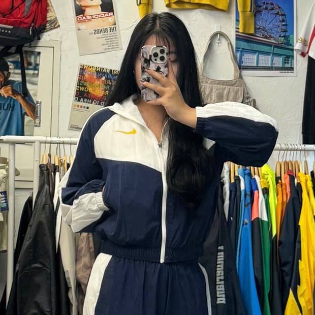 나이키 NSW 스우시 우븐 자켓 크롭 네이비 바람막이 M 추천