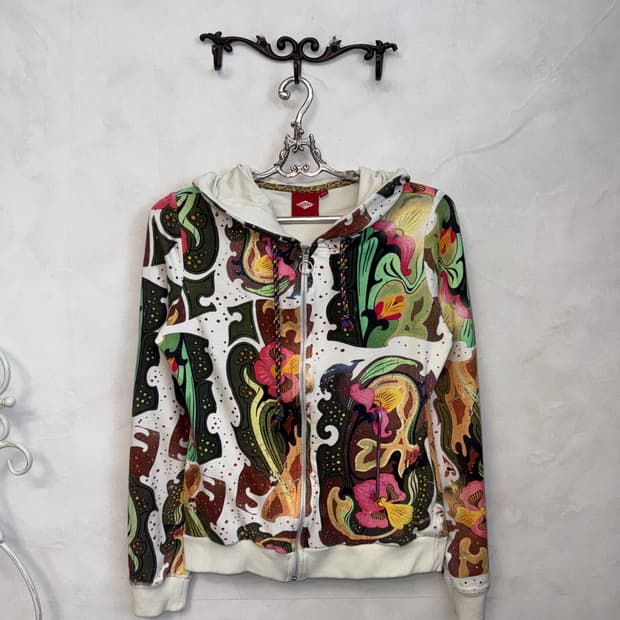 Oilily oriental geometric flower 후드집업
