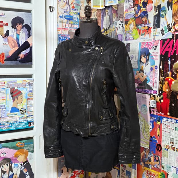빈티지 락시크 양가죽 걸즈 라이더 자켓