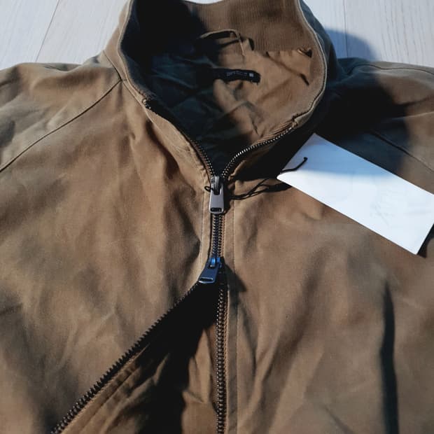 새제품XL 자라 왁스 빈티지워싱 블루종 간절기점퍼 해링턴 바라쿠다