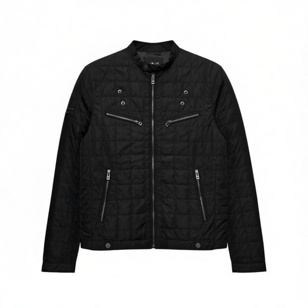Zadig&Voltaire 퀼팅 바이커 자켓 사선지퍼 스냅 디테일 블랙