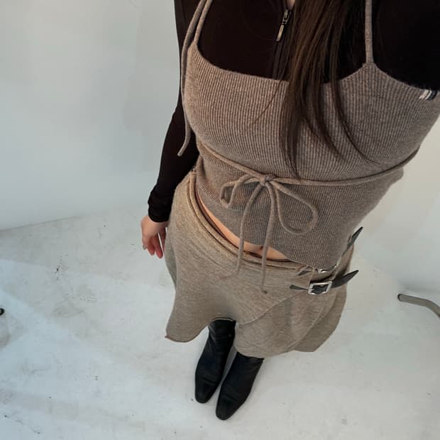 Extreme Cashmere No.141 타이 스트랩 탱크탑 브라운