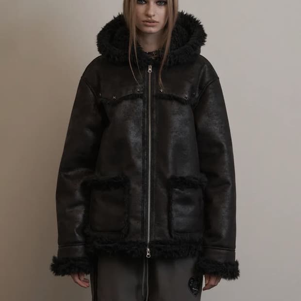 셋업이엑스이 후드 무스탕 자켓 setupexe hood mustang 